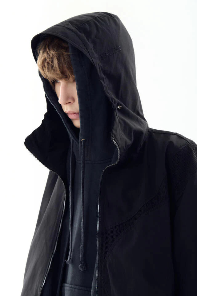 Mesh paneled jacket black