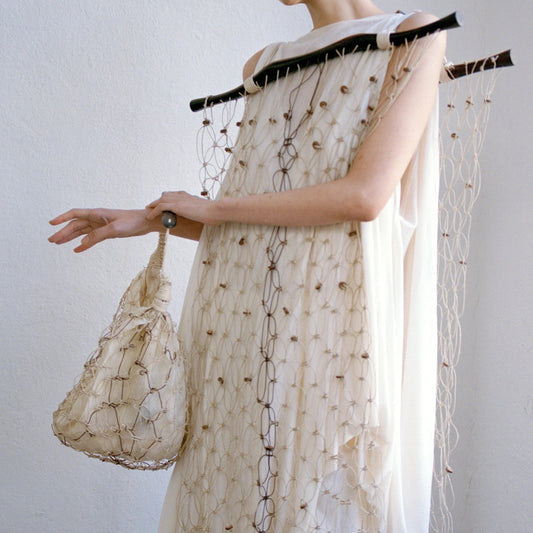 Croissant macramé bag
