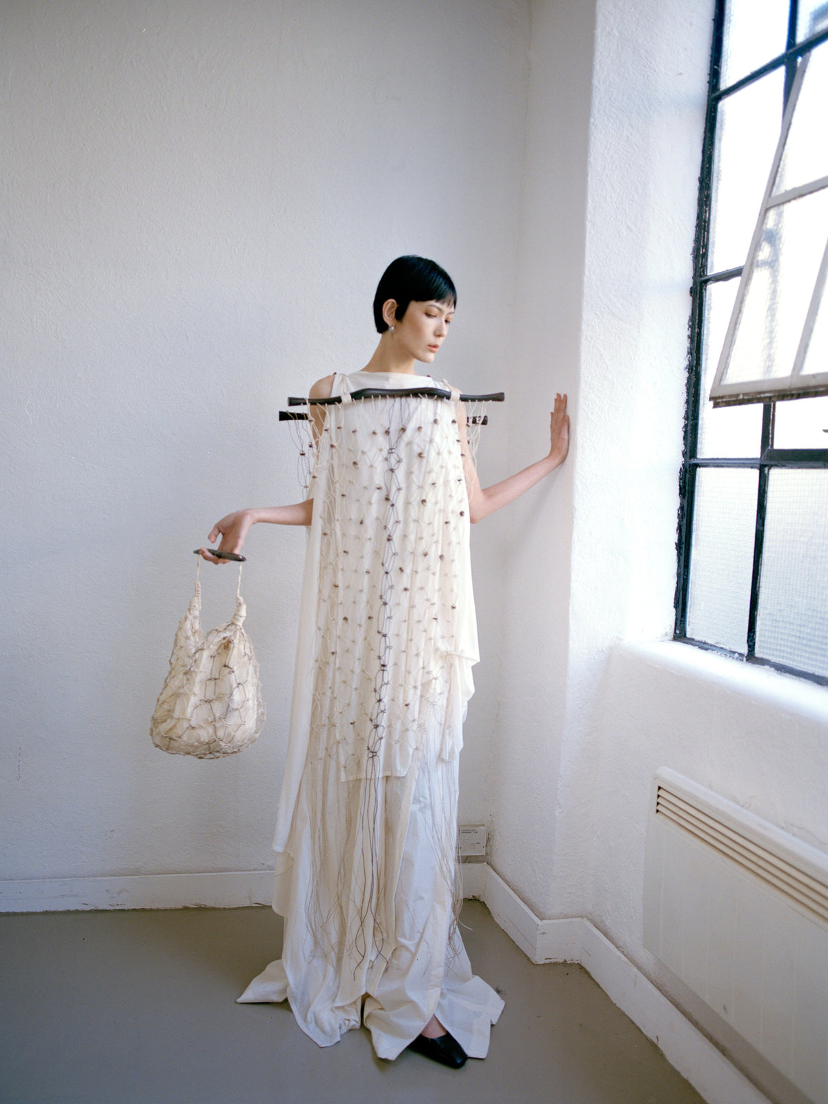 Croissant macramé bag
