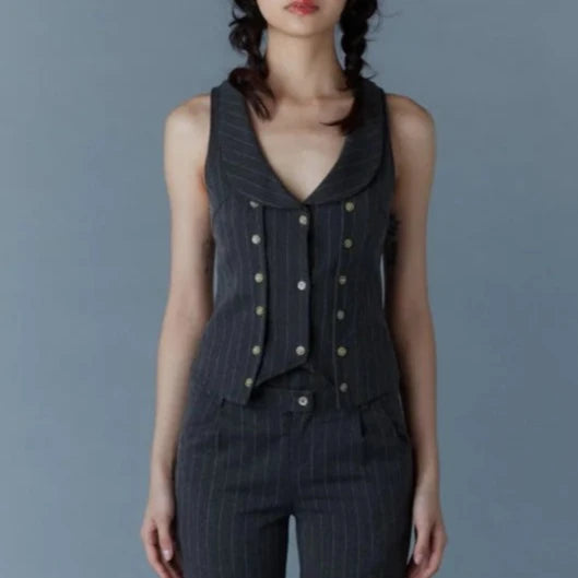 Pinstripe mock two-piece waistcoat