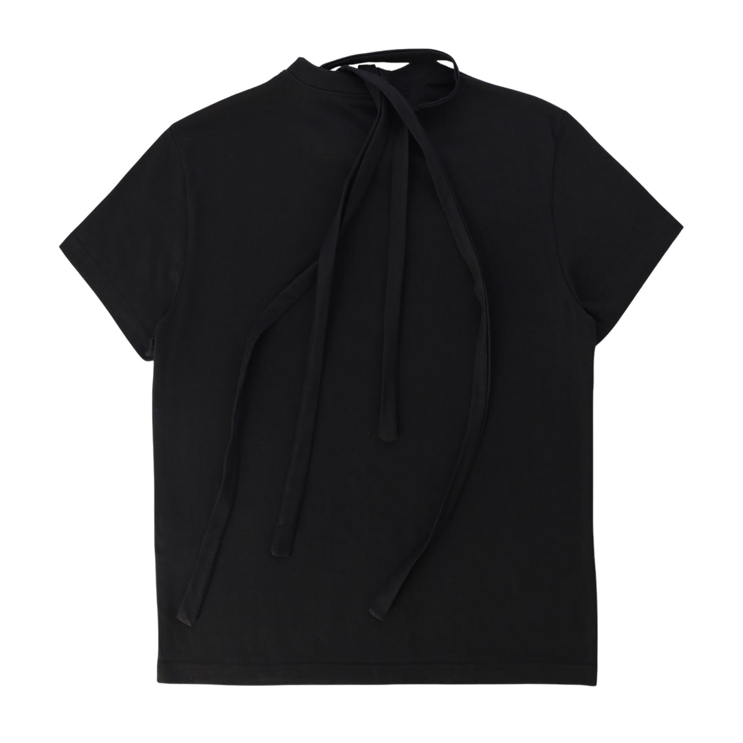 Double collar t-shirt_ver imbalance(black)