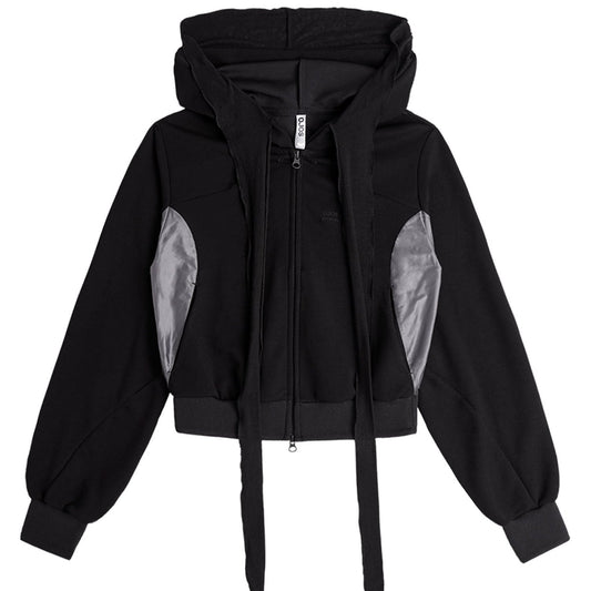 Muffler boxer crop hoodie black