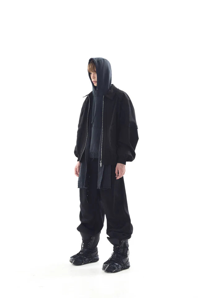 Stucked belt with low density  cotton and raw-edged pants