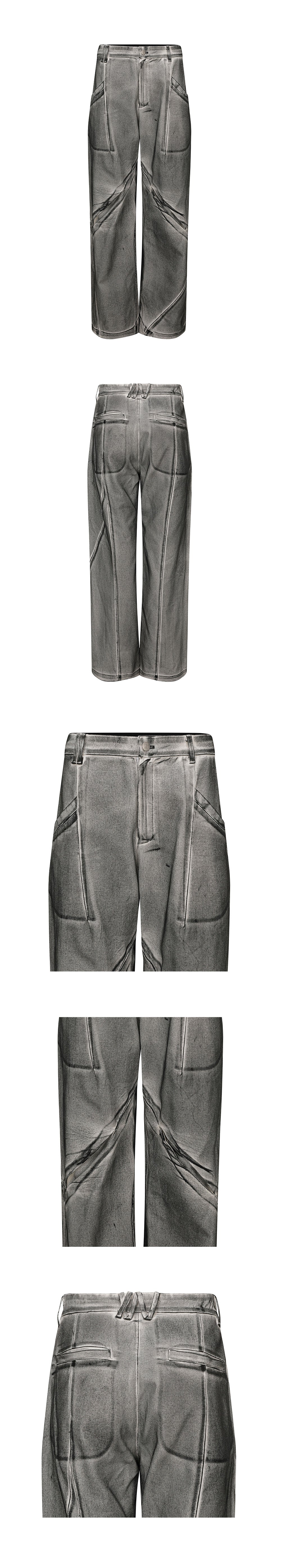 Seam line cotton pants dirty white
