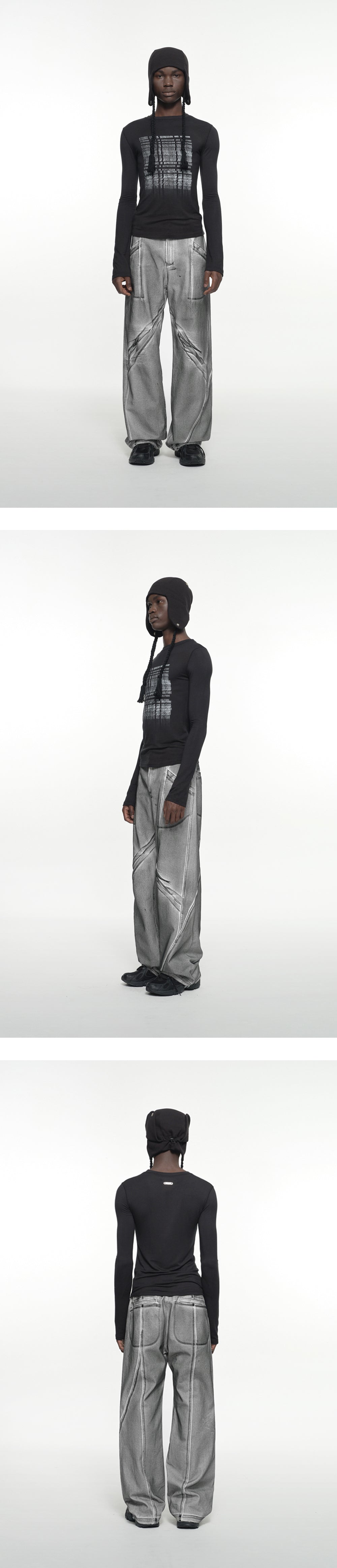 Seam line cotton pants dirty white