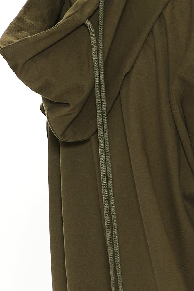 Recycled fabric sleeveless Hooded top khaki