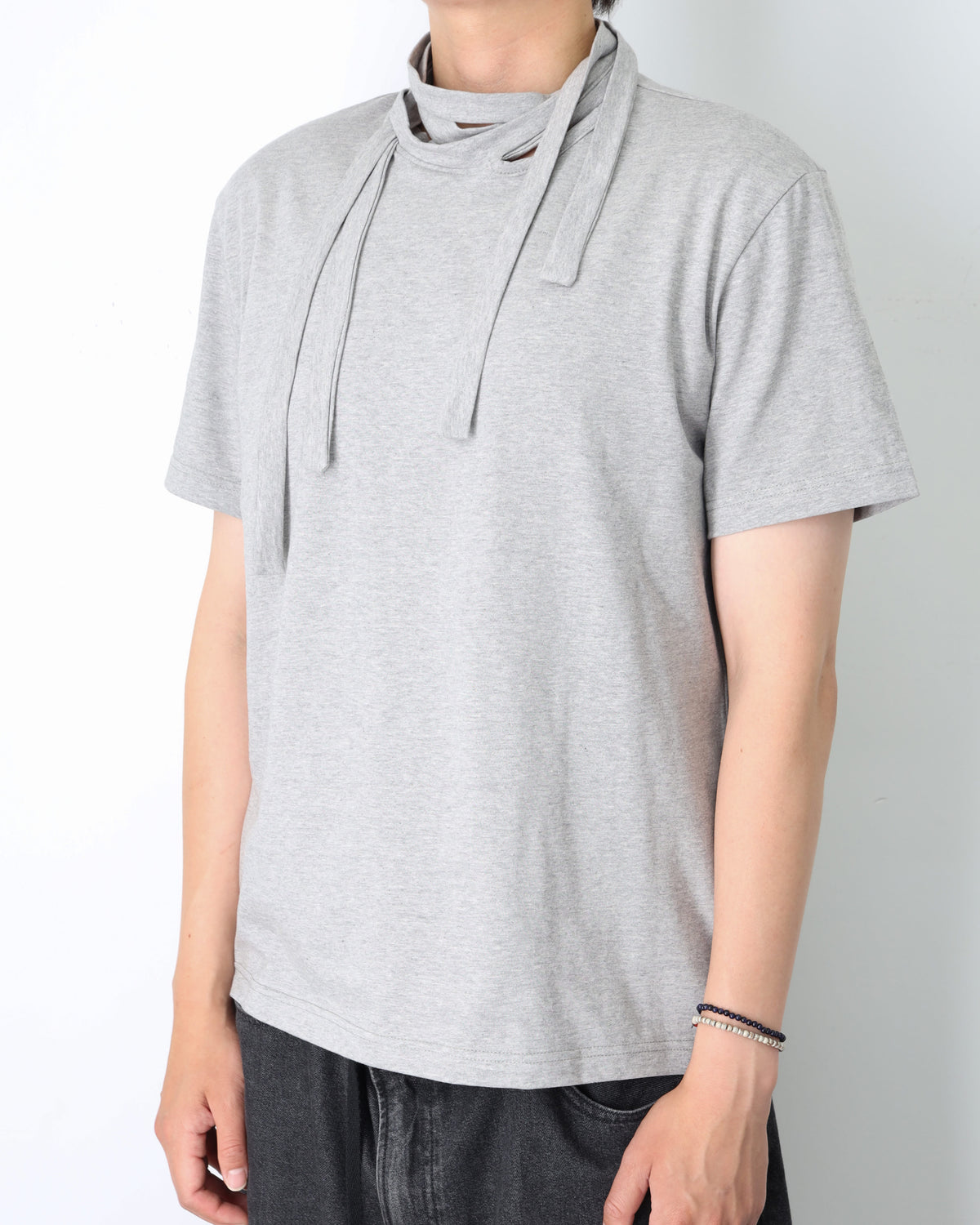Double collar t-shirt_ver imbalance(gray)