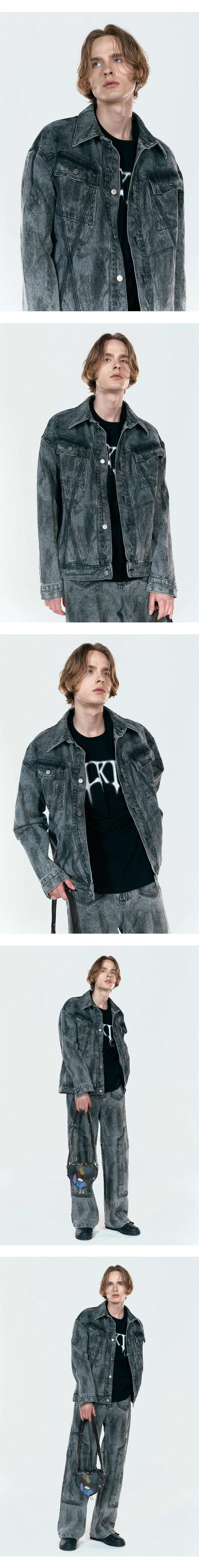 Dirty washed cotton jacket dusty black