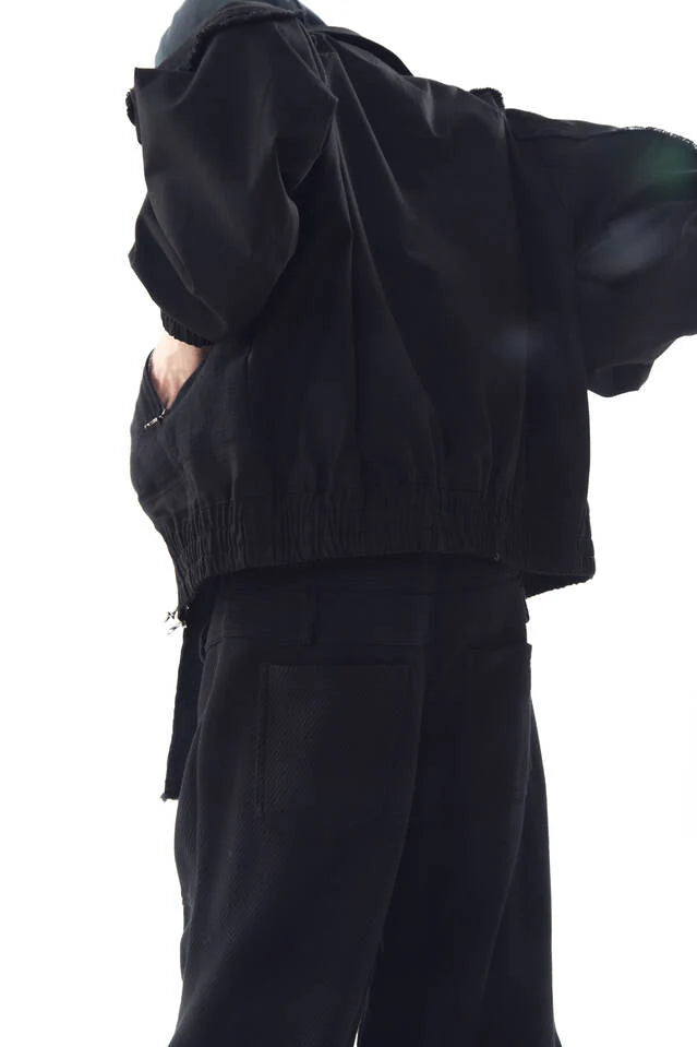 Stucked belt with low density  cotton and raw-edged pants