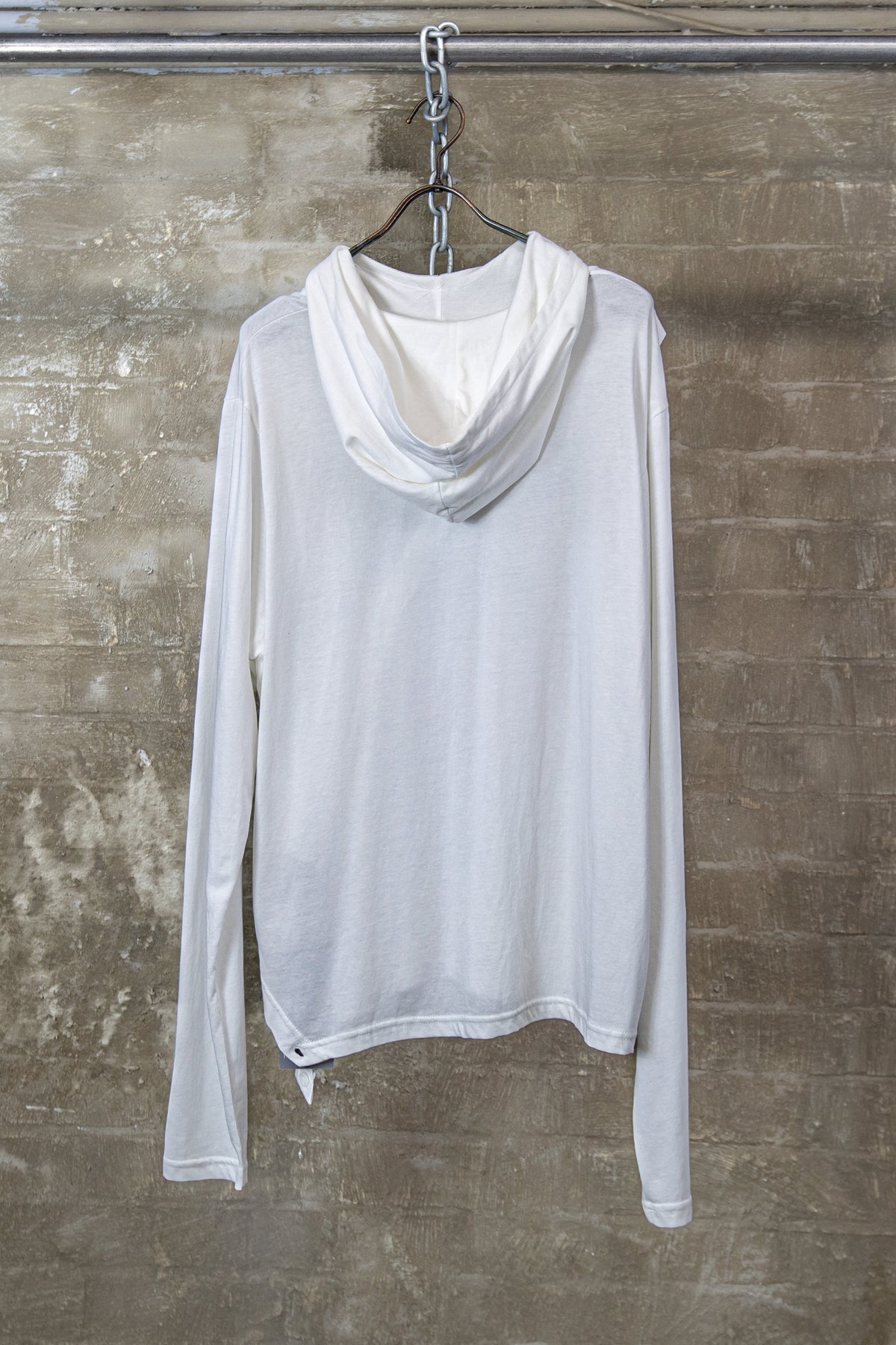 Asymmetric button hood top white