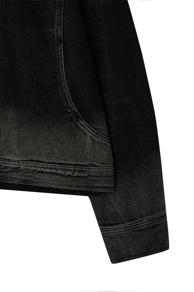 Bleached denim hoodie zip-ip jacket