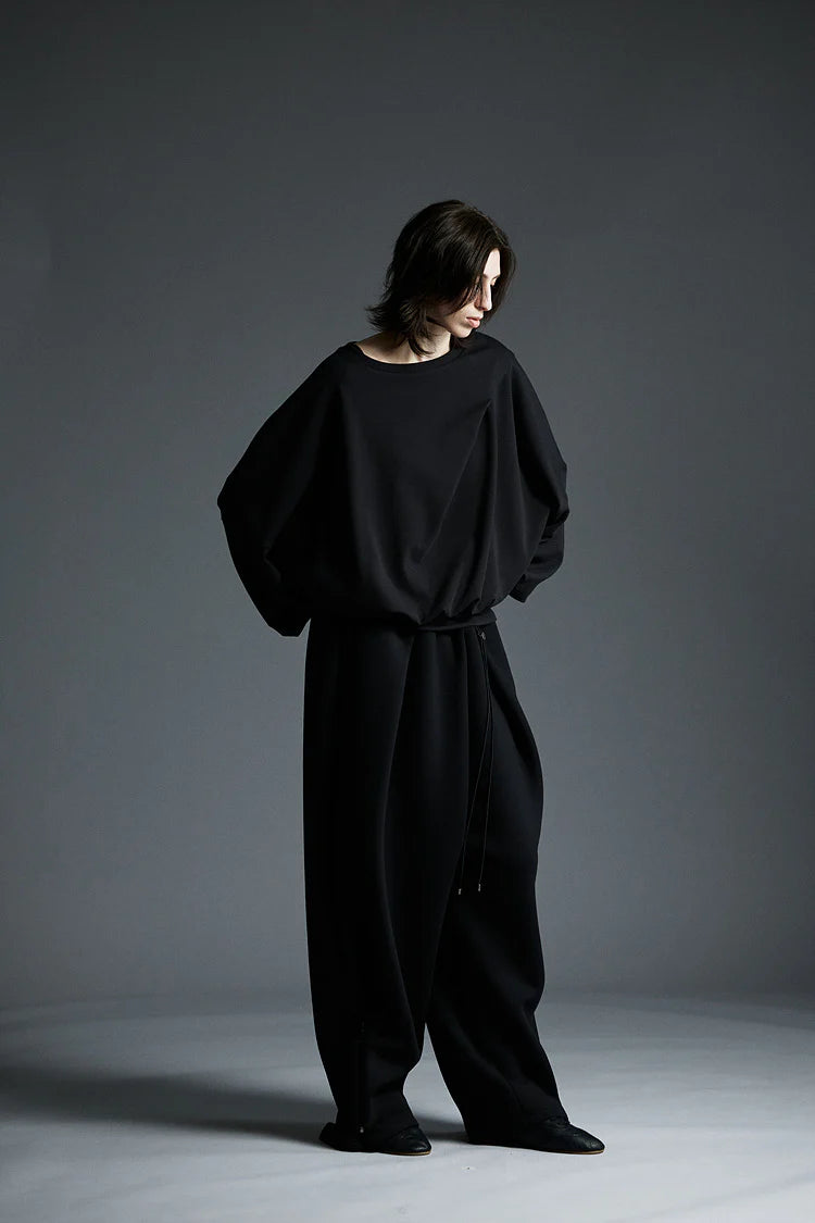 Neoprene wide sweat pants black