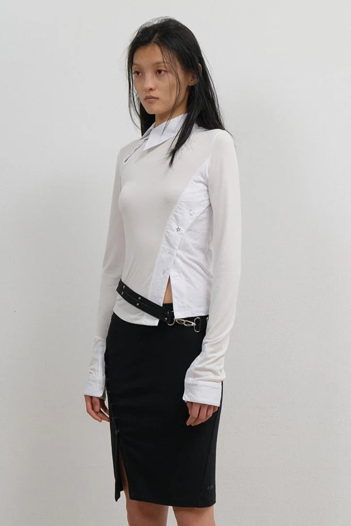 Starcut jersey collar tee-off white