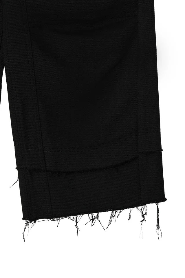 Stucked belt with low density  cotton and raw-edged pants