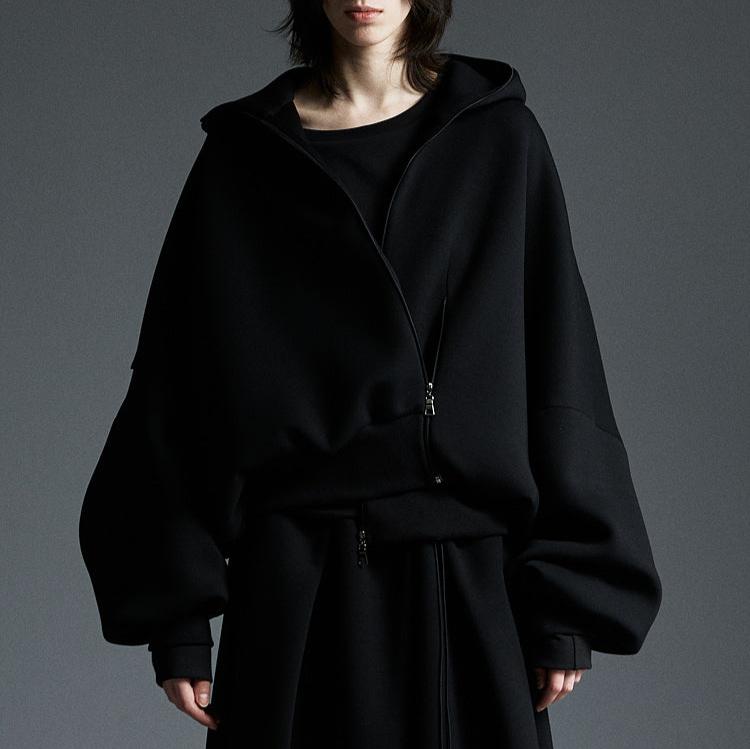 Neoprene Zip-Up hoodie cardigan black