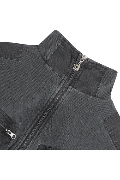 Cotton zip-up cargo jacket charcoal