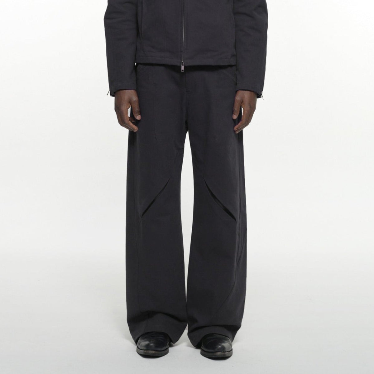 Seam line cotton pants charcoal