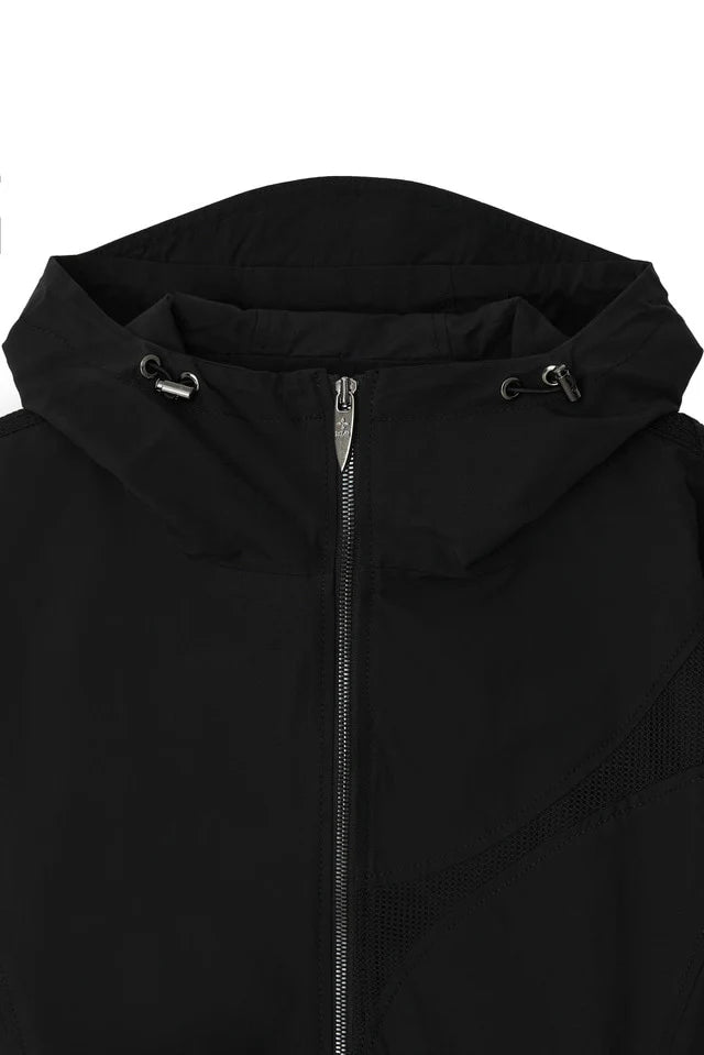 Mesh paneled jacket black