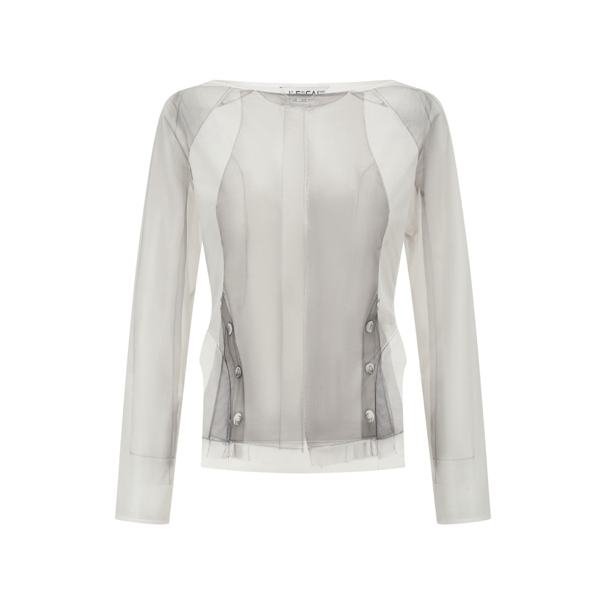 Detachable printed soft tulle long-sleeve top