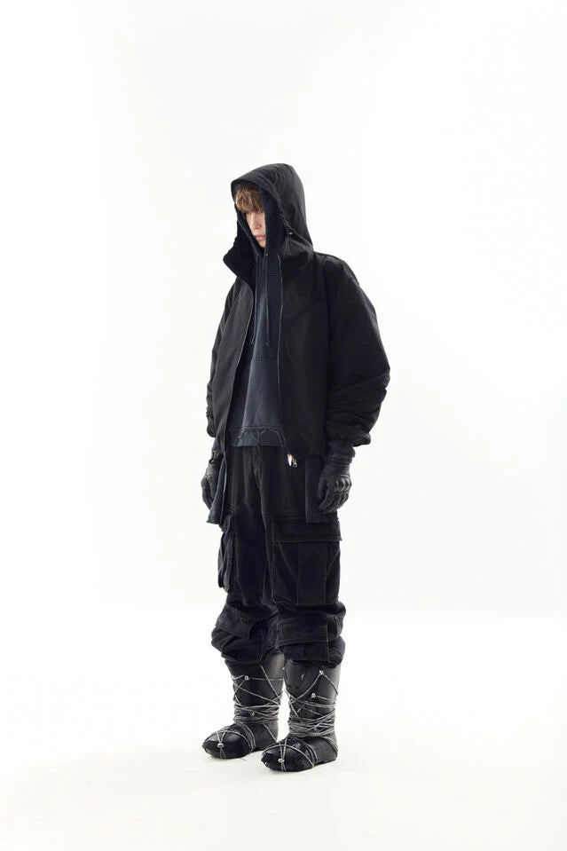 Mesh paneled jacket black