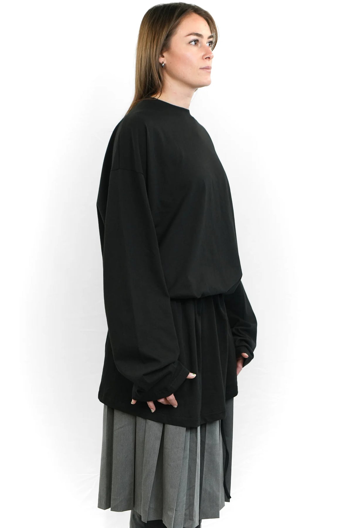 Black oversized long-sleeve top