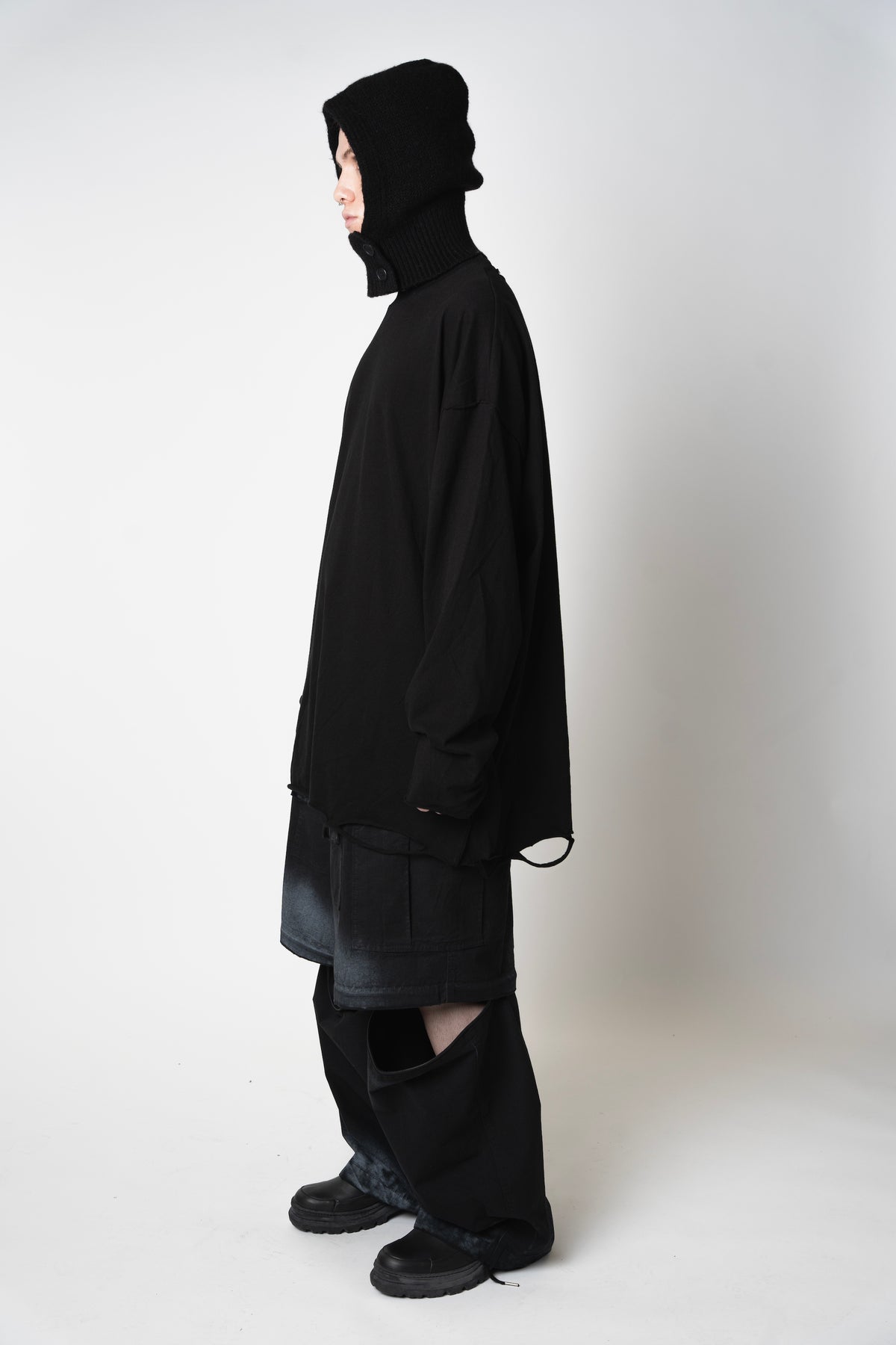 Spray Painted Cargo Trouser Black