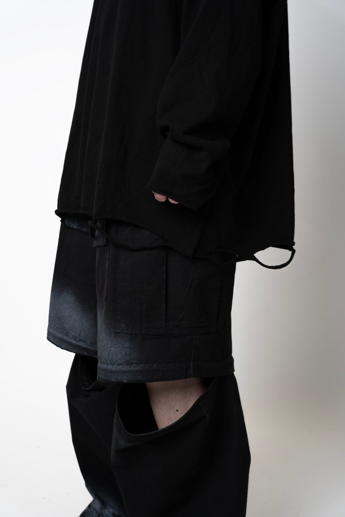Spray Painted Cargo Trouser Black