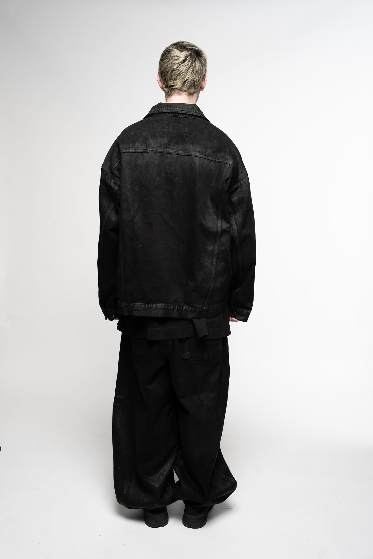 Coated Distressed Denim Jacket