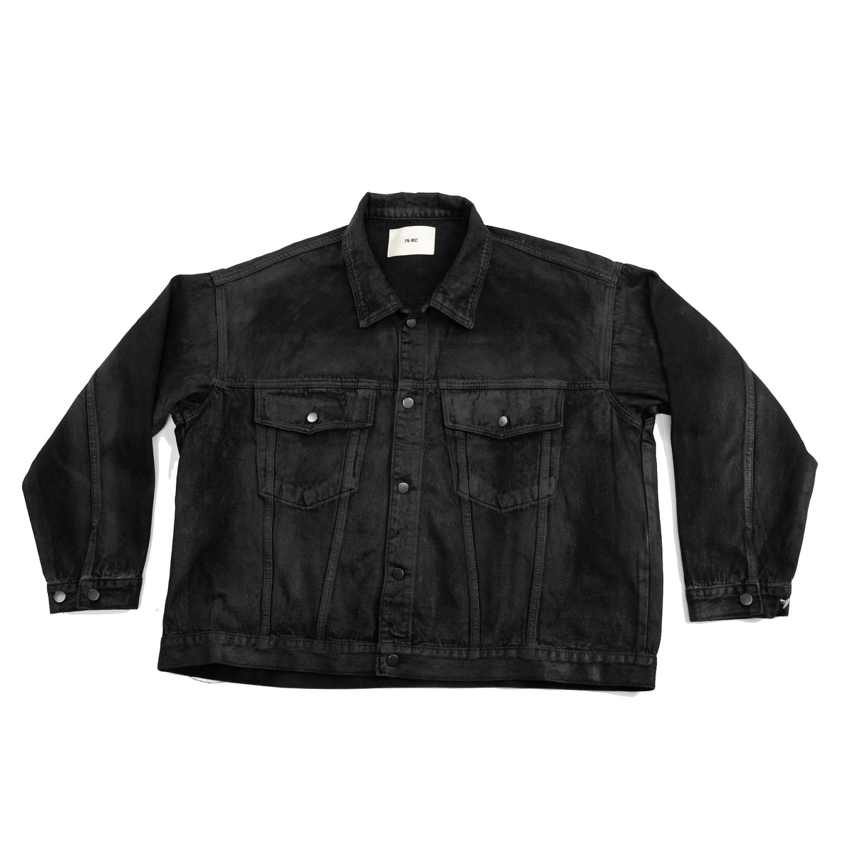 Coated Distressed Denim Jacket