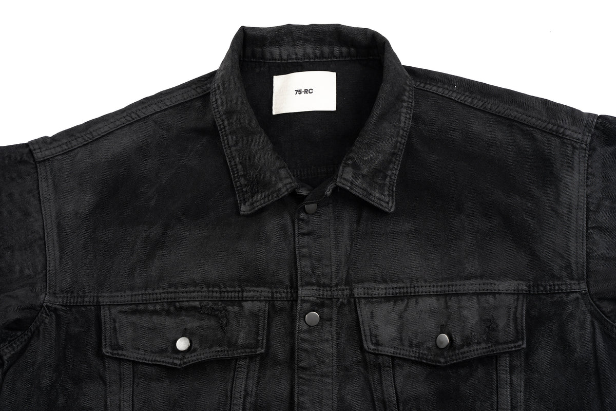 Coated Distressed Denim Jacket