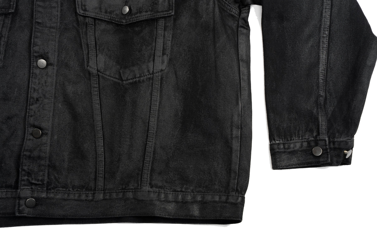 Coated Distressed Denim Jacket