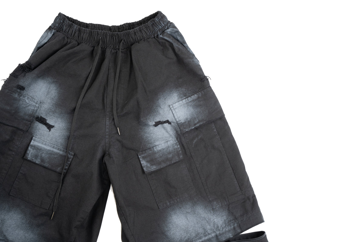 Spray Painted Cargo Trouser Black