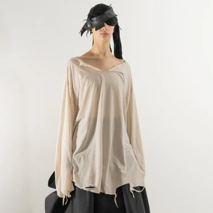 Destroyed long sleeve top white