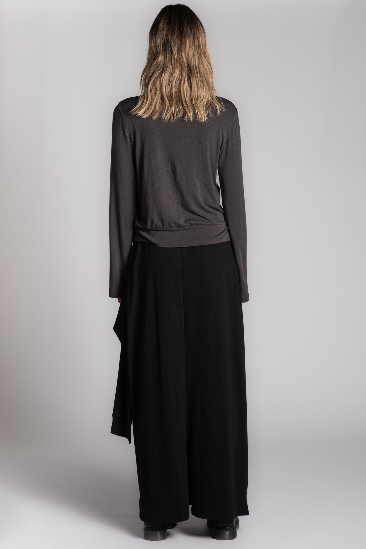 Black cotton skirt with long sleeve attachment