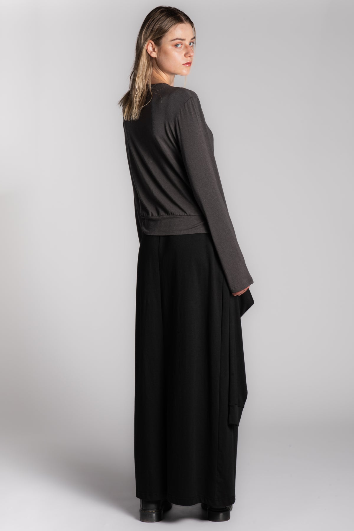 Black cotton skirt with long sleeve attachment