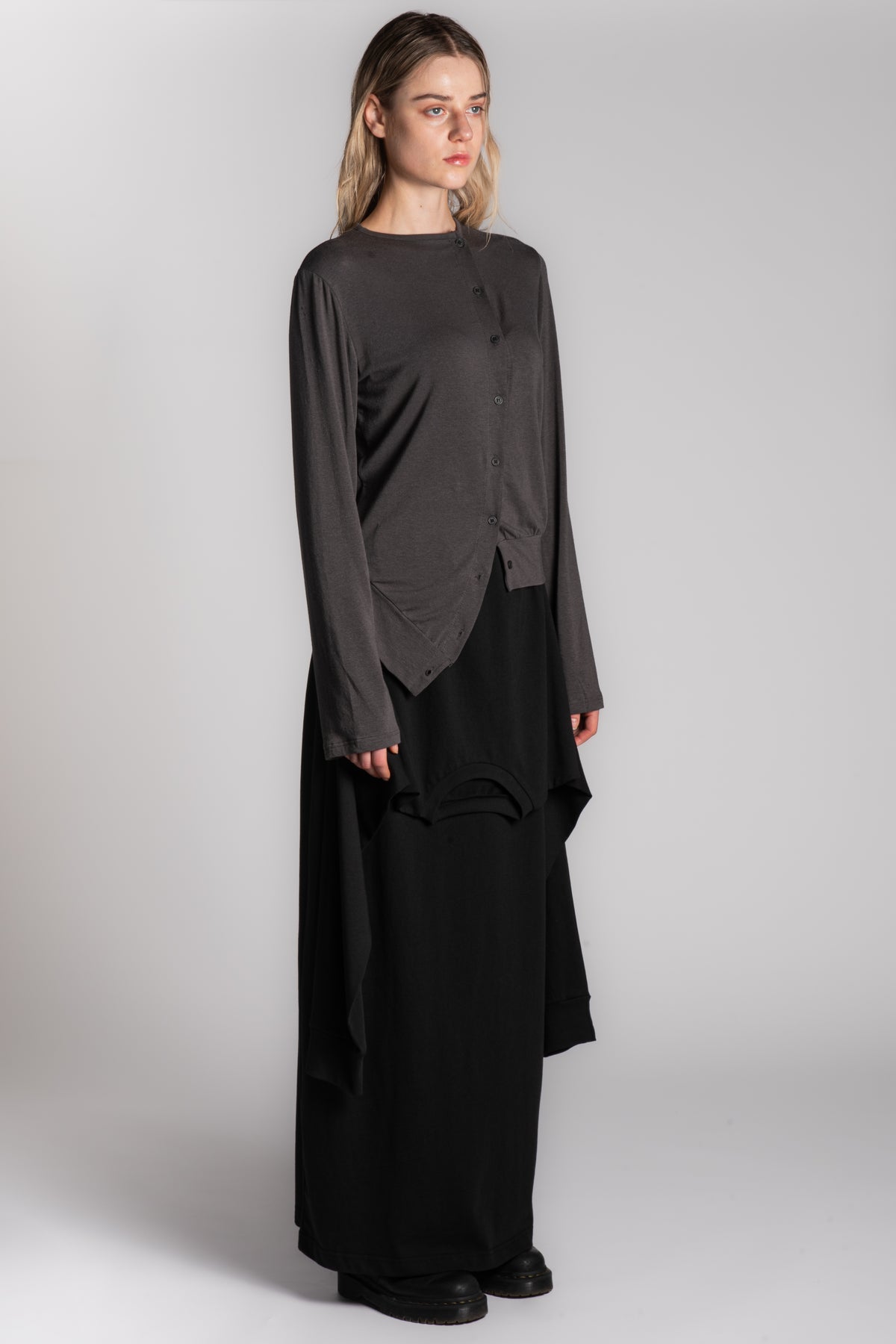 Black cotton skirt with long sleeve attachment
