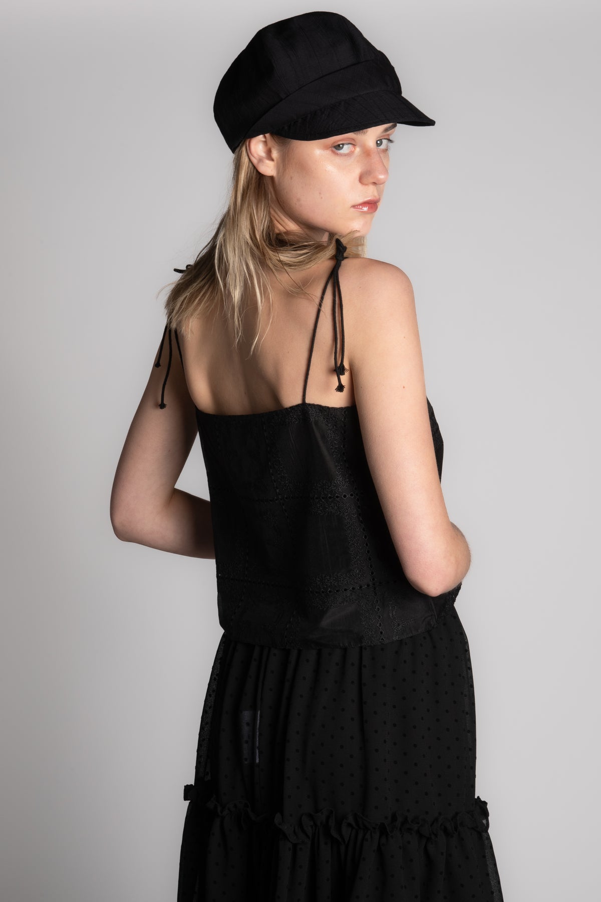Black embroidery cami