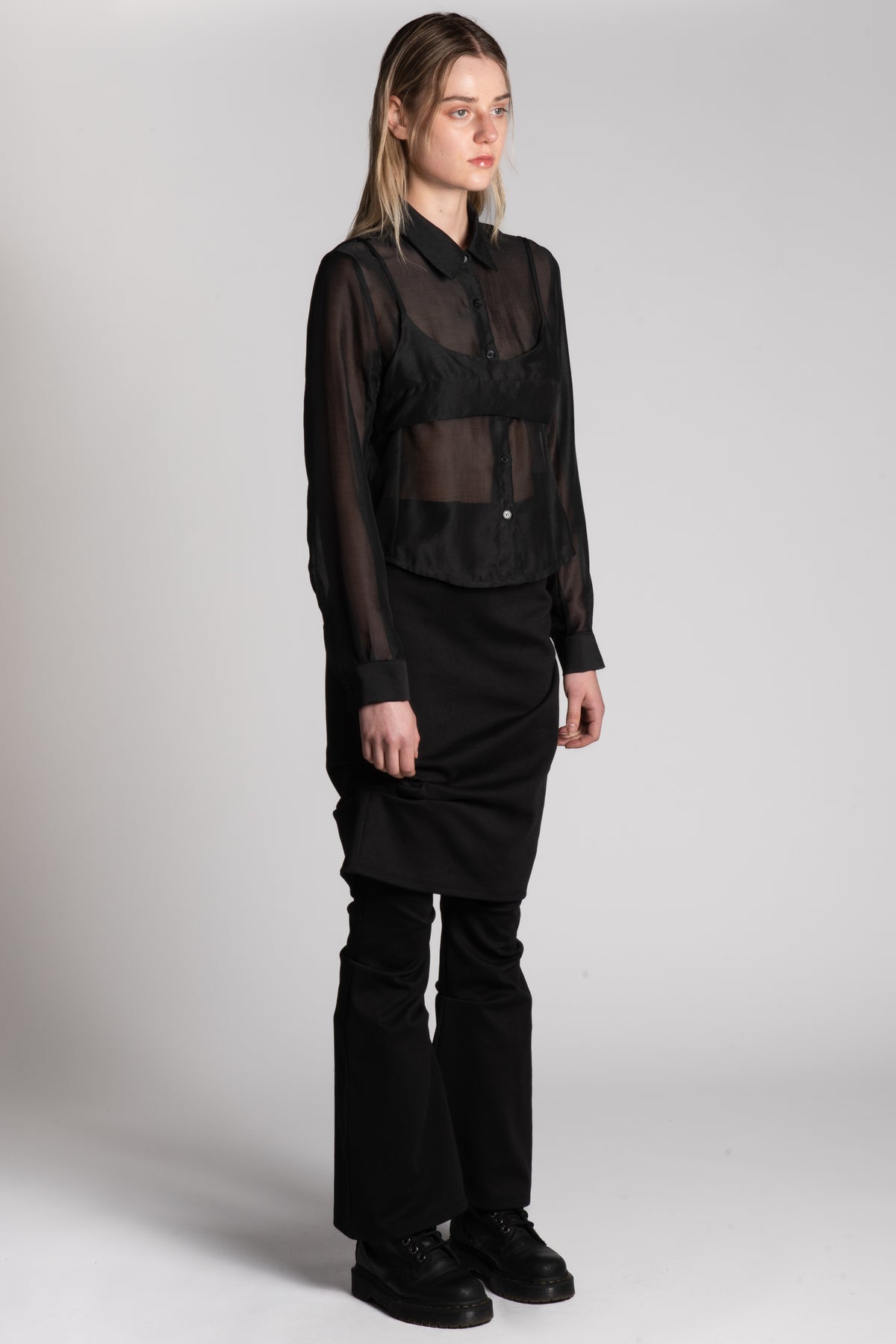 Black sheer blouse with bra