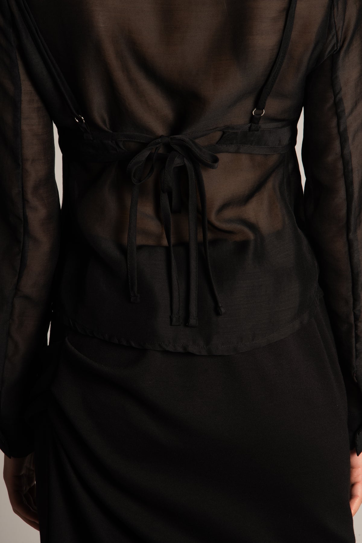 Black sheer blouse with bra