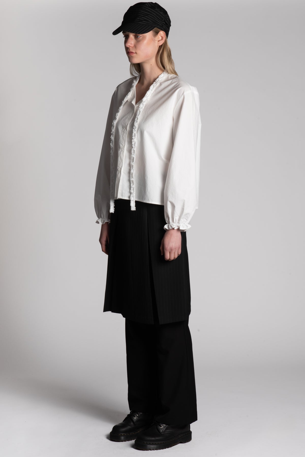 White ruffle tie cotton skirt