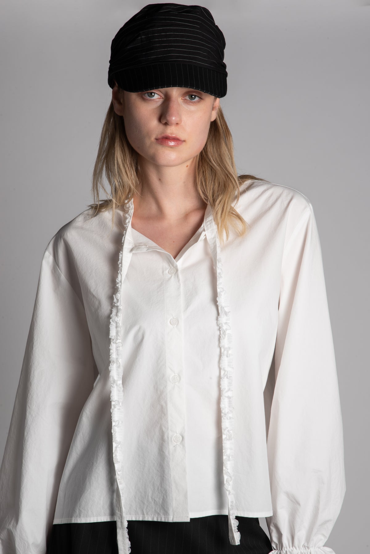 White ruffle tie cotton skirt