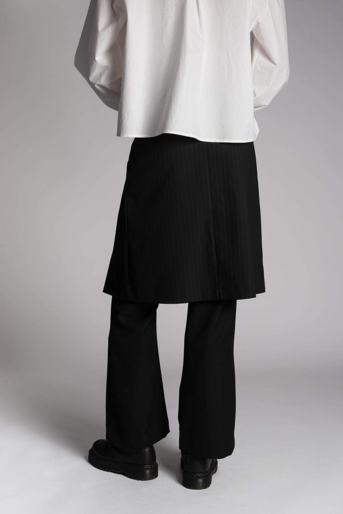 Pinstripe skirt layered pants