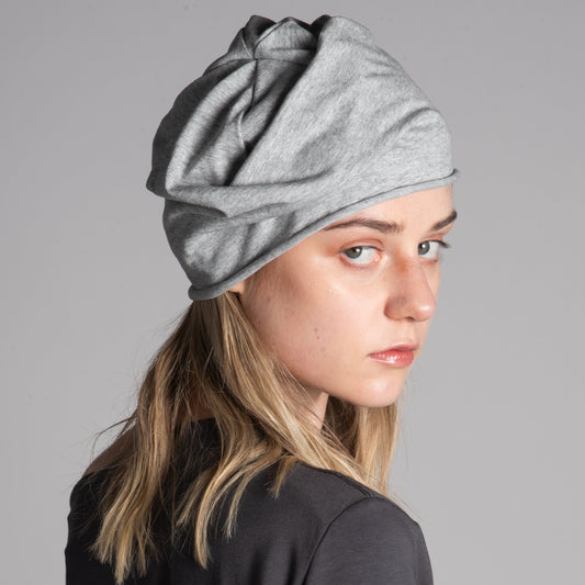 Grey mesh layered beanie