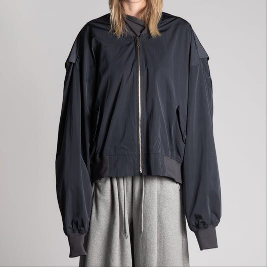 Charcoal oversized zip bomber jacket