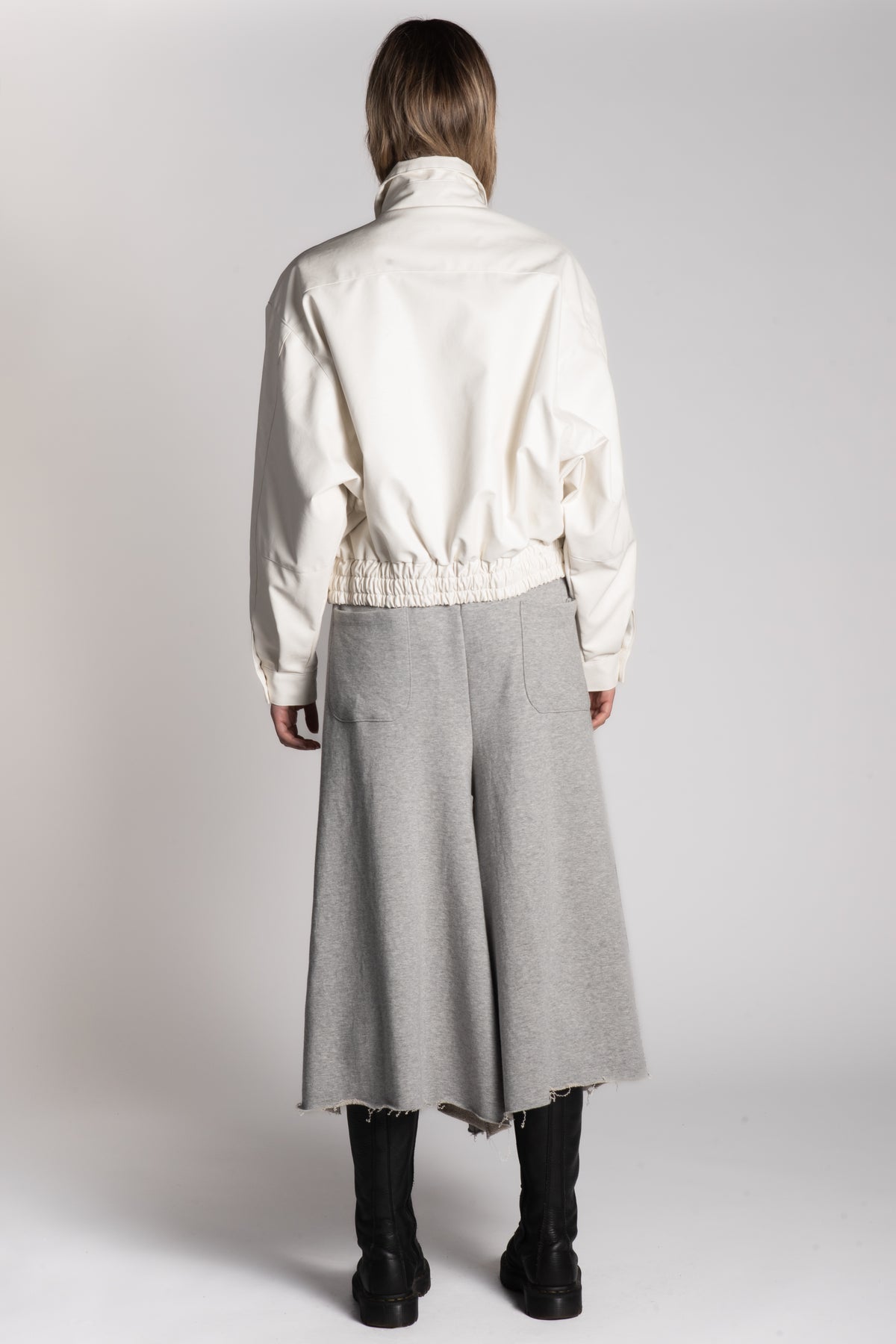 White PU bomber jacket