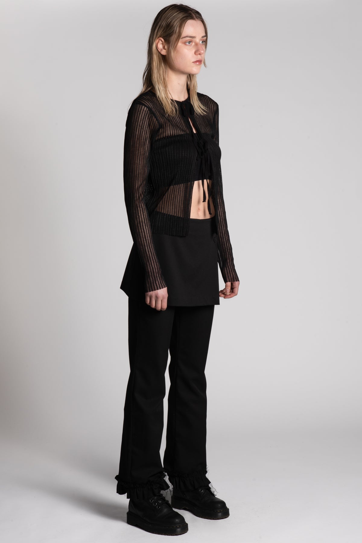 Sheer tie front cardigan