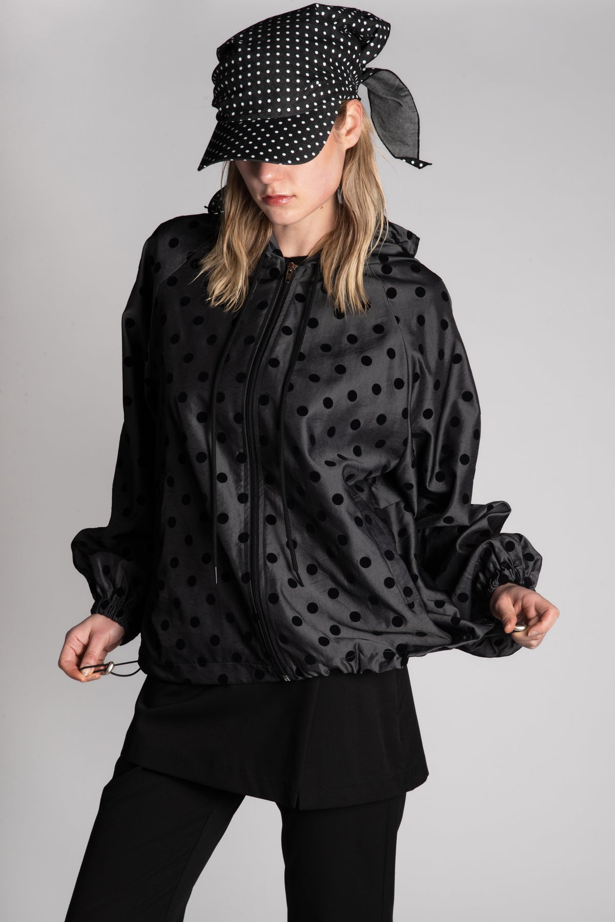 Dot hooded jacket