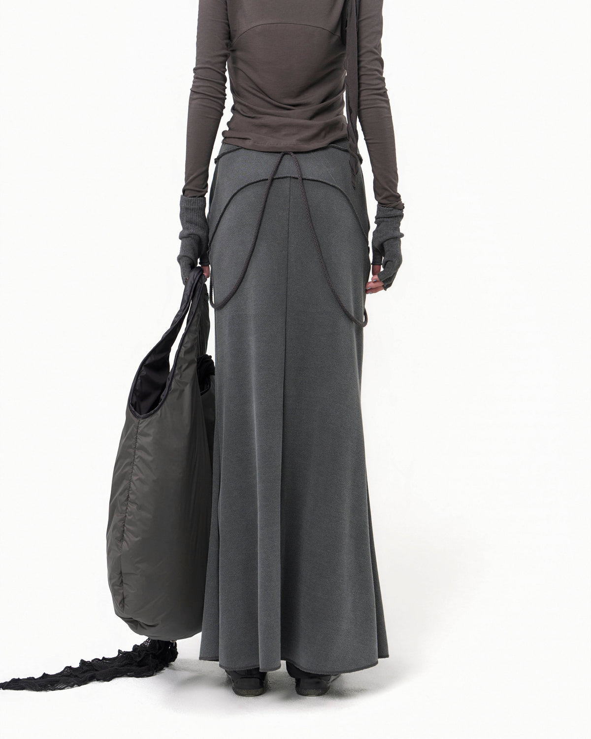 Graphic mermaid maxi skirt charcoal