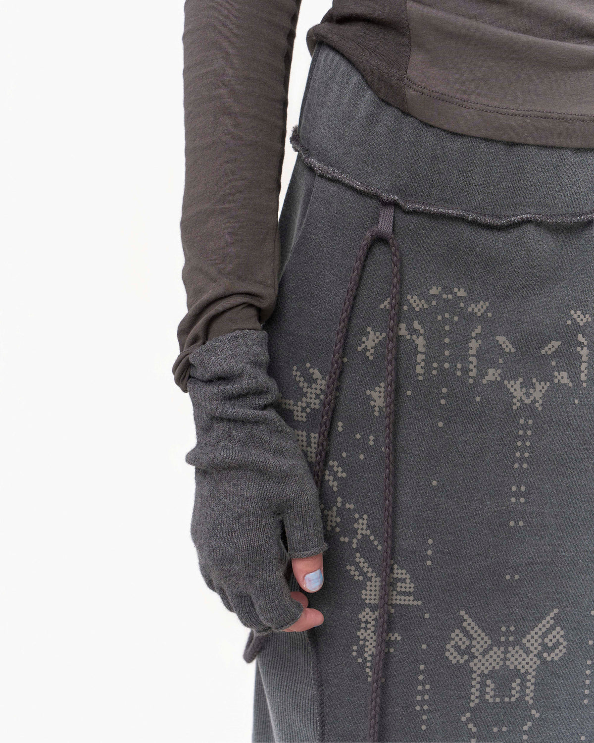 Graphic mermaid maxi skirt charcoal