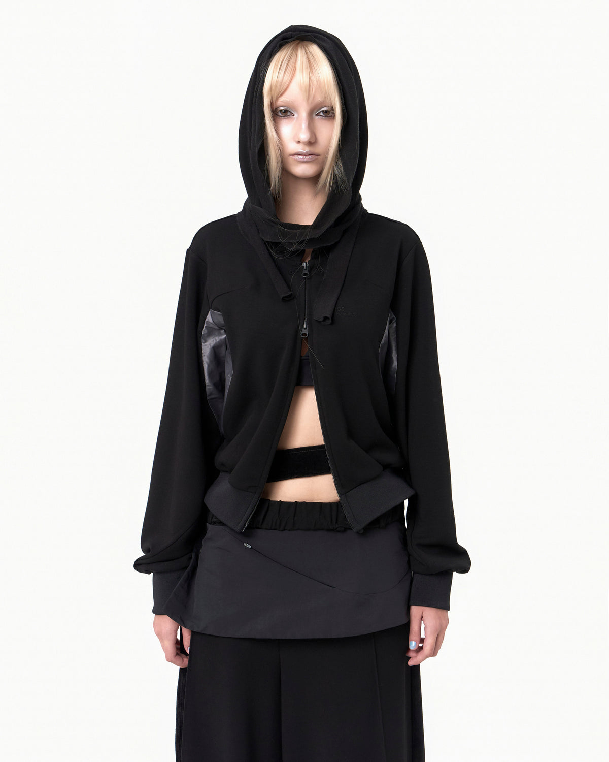 Muffler boxer crop hoodie black